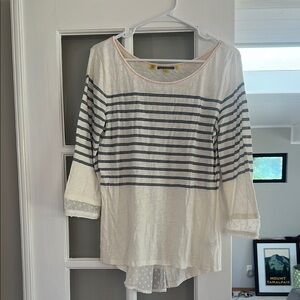 Anthropologie Striped White and Blue Women's Top
